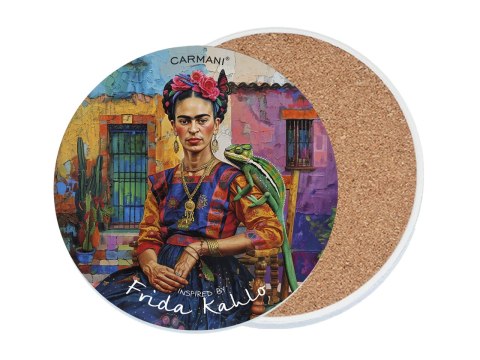 Podkładka ceramiczna, okrągła - Inspirowane malarstwem F. Kahlo (CARMANI)