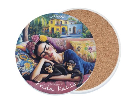 Podkładka ceramiczna, okrągła - Inspirowane malarstwem F. Kahlo (CARMANI)