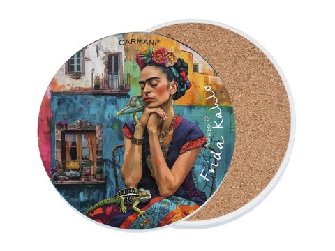 Podkładka ceramiczna, okrągła - Inspirowane malarstwem F. Kahlo (CARMANI)