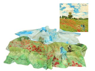 Apaszka Szal ze szlachetnej tkaniny - Monet, Pole maków (CARMANI)