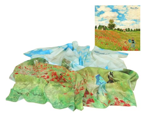 Apaszka Szal ze szlachetnej tkaniny - Monet, Pole maków (CARMANI)