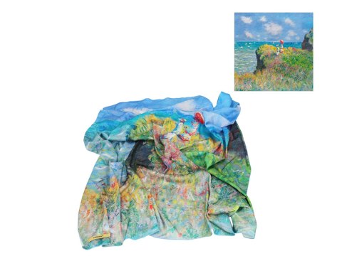 Apaszka Szal ze szlachetnej tkaniny - Monet, Spacer po klifie w Pourville (CARMANI)