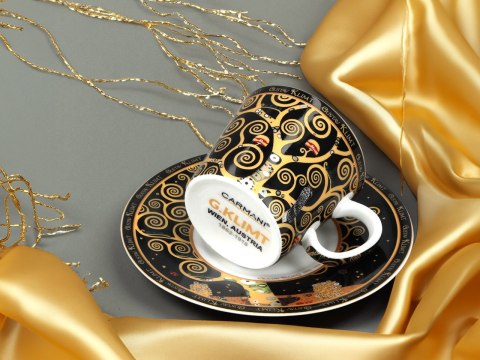 Filiżanka espresso - Klimt, Drzewo życia - Porcelana w okrągłym pudełku