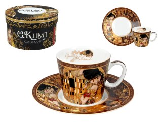 Filiżanka espresso - Klimt, Pocałunek - Porcelana w okrągłym pudełku