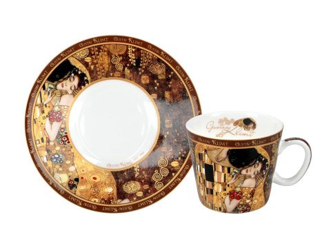 Filiżanka espresso - Klimt, Pocałunek - Porcelana w okrągłym pudełku