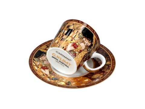 Filiżanka espresso - Klimt, Pocałunek - Porcelana w okrągłym pudełku