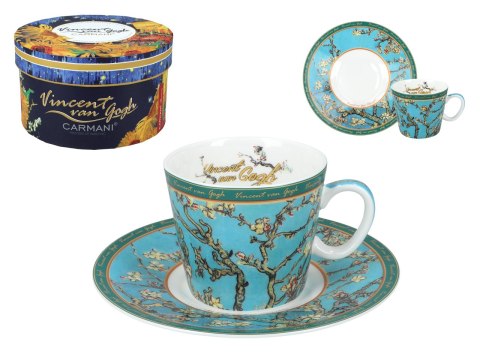 Filiżanka espresso - Van Gogh, Kwitnący Migdałowiec - Porcelana w okrągłym pudełku