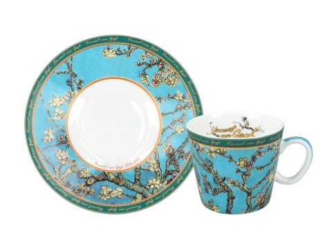 Filiżanka espresso - Van Gogh, Kwitnący Migdałowiec - Porcelana w okrągłym pudełku