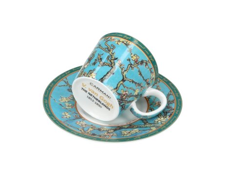 Filiżanka espresso - Van Gogh, Kwitnący Migdałowiec - Porcelana w okrągłym pudełku