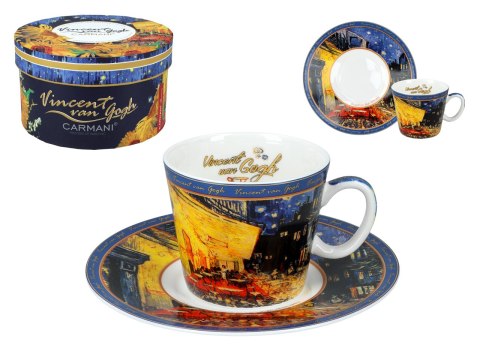 Filiżanka espresso - Van Gogh, Taras kawiarni w nocy - Porcelana w okrągłym pudełku