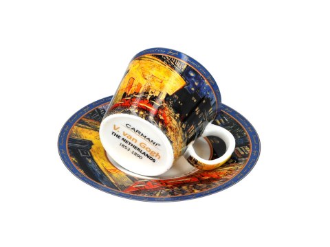 Filiżanka espresso - Van Gogh, Taras kawiarni w nocy - Porcelana w okrągłym pudełku