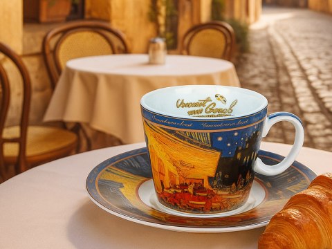 Filiżanka espresso - Van Gogh, Taras kawiarni w nocy - Porcelana w okrągłym pudełku