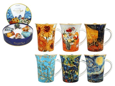 Komplet 6 kubków PREMIUM VAN GOGH - Porcelana w eleganckim pudełky