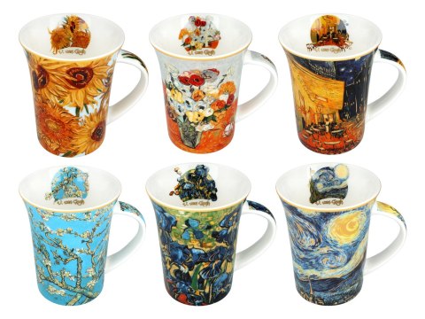 Komplet 6 kubków PREMIUM VAN GOGH - Porcelana w eleganckim pudełky