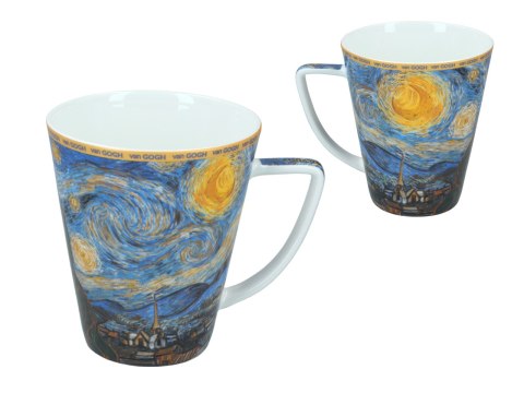 Komplet filiżanka i kubek PREMIUM - Van Gogh, Gwiaździsta noc - Porcelana w kuferku