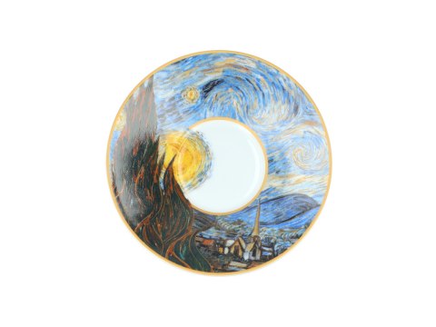 Komplet filiżanka i kubek PREMIUM - Van Gogh, Gwiaździsta noc - Porcelana w kuferku