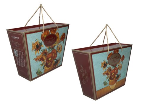 Komplet filiżanka i kubek PREMIUM - Van Gogh, Słoneczniki - Porcelana w kuferku