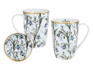 Piękny KUBEK z sitkiem i przykrywką 600 ml - Dzwoneczki PORCELANA