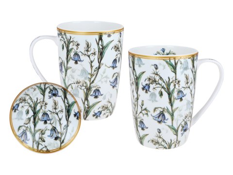 Piękny KUBEK z sitkiem i przykrywką 600 ml - Dzwoneczki PORCELANA