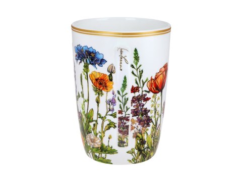 Piękny KUBEK z sitkiem i przykrywką 600 ml - Maki PORCELANA