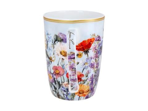Piękny KUBEK z sitkiem i przykrywką 600 ml - Łąka kwietna Słonecznik PORCELANA