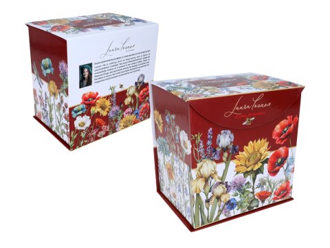 Piękny KUBEK z sitkiem i przykrywką 600 ml - Łąka kwietna Słonecznik PORCELANA