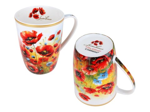 Piękny KUBEK z sitkiem i przykrywką 600 ml - Łąka kwietna PORCELANA