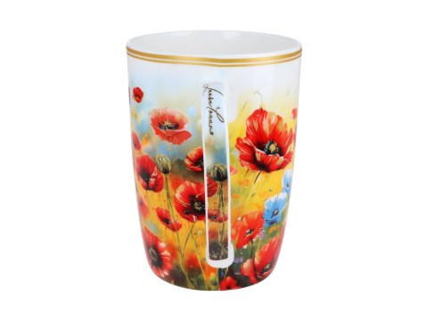 Piękny KUBEK z sitkiem i przykrywką 600 ml - Łąka kwietna PORCELANA