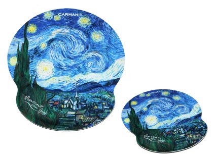 Podkładka pod myszkę z poduszką na nadgarstek - V. van Gogh, Gwiaździsta Noc