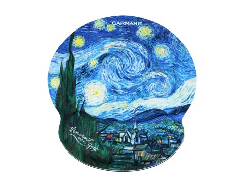 Podkładka pod myszkę z poduszką na nadgarstek - V. van Gogh, Gwiaździsta Noc
