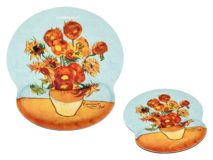 Podkładka pod myszkę z poduszką na nadgarstek - V. van Gogh, Słoneczniki