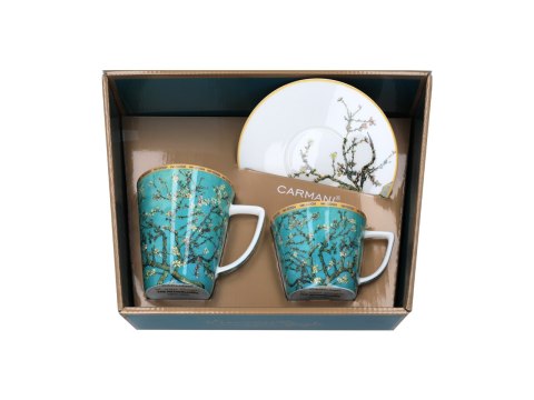 Komplet filiżanka i kubek PREMIUM - Van Gogh, Kwitnący Migdałowiec - Porcelana w kuferku