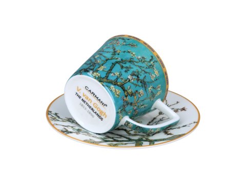 Komplet filiżanka i kubek PREMIUM - Van Gogh, Kwitnący Migdałowiec - Porcelana w kuferku