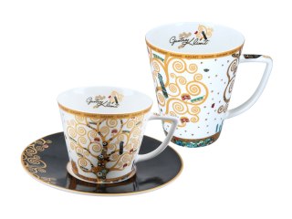Komplet filiżanka i kubek PREMIUM - Klimt, Drzewo życia - Porcelana w kuferku