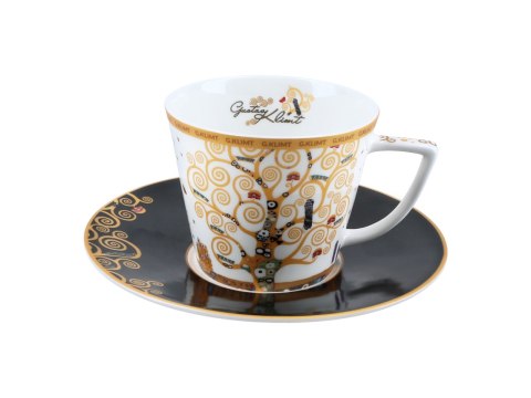 Komplet filiżanka i kubek PREMIUM - Klimt, Drzewo życia - Porcelana w kuferku