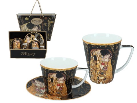 Komplet filiżanka i kubek PREMIUM - Klimt, Pocałunek - Porcelana w kuferku