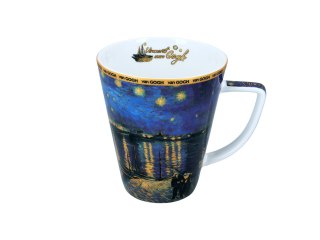 Komplet filiżanka i kubek PREMIUM - Van Gogh, Gwiaździsta Noc nad Rodanem - Porcelana w kuferku