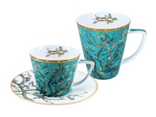 Komplet filiżanka i kubek PREMIUM - Van Gogh, Kwitnący Migdałowiec - Porcelana w kuferku