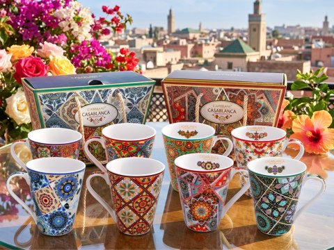 Kubek PREMIUM w kuferku MAROKAŃSKI STYL - porcelana