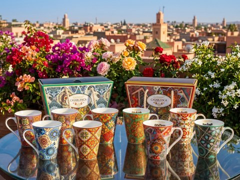 Kubek PREMIUM w kuferku MAROKAŃSKI STYL - porcelana