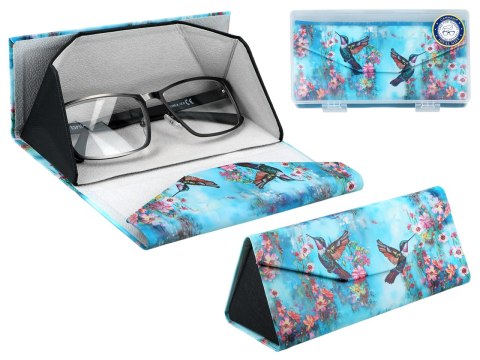 Etui na okulary, składane - Dekoracja kwiatowa, Kolibry (CARMANI)