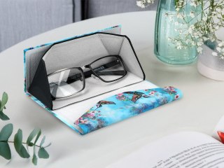Etui na okulary, składane - Dekoracja kwiatowa, Kolibry (CARMANI)