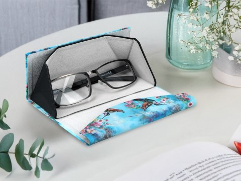 Etui na okulary, składane - Dekoracja kwiatowa, Kolibry (CARMANI)