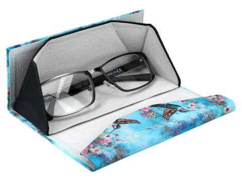 Etui na okulary, składane - Dekoracja kwiatowa, Kolibry (CARMANI)