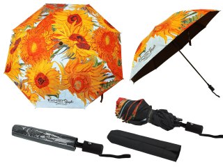 Parasol automatyczny, składany - V. van Gogh, Słoneczniki (dekoracja na wierzchu) (CARMANI)