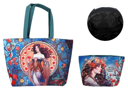 Torba na ramię elegancka, artystyczna - inspirowana malarstwem A. Mucha (CARMANI)