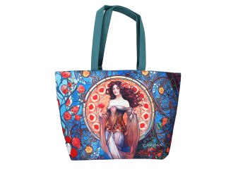 Torba na ramię elegancka, artystyczna - inspirowana malarstwem A. Mucha (CARMANI)