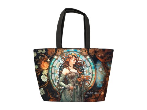 Torba na ramię elegancka, artystyczna - inspirowana malarstwem A. Mucha (CARMANI)