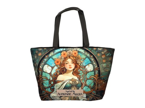 Torba na ramię elegancka, artystyczna - inspirowana malarstwem A. Mucha (CARMANI)
