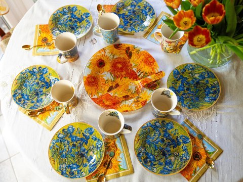 Komplet patera i 6 talerzyków - Van Gogh, Irysy